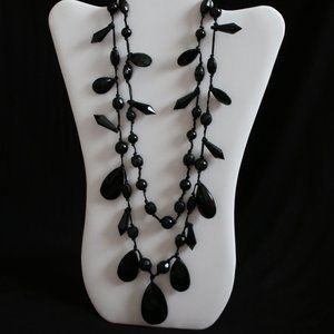 Black Acrylic Beaded Necklace
